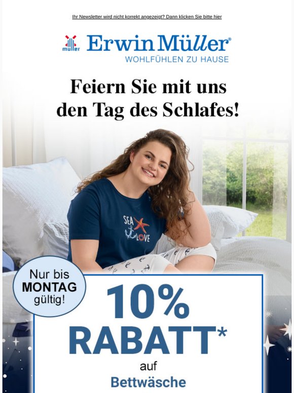 😴 10 % Rabatt auf Bettwäsche & Nachtwäsche!