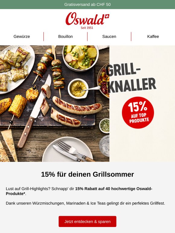 Letzte Tage: 15% Grill-Tage-Aktion