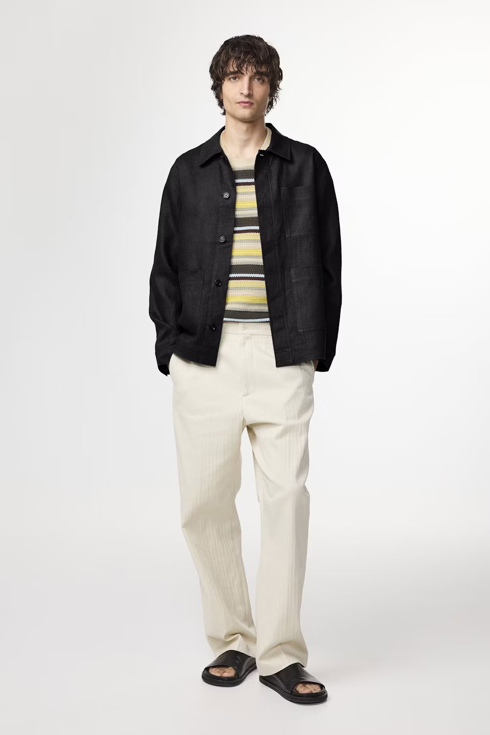 Black 'Olav' Linen Overshirt
