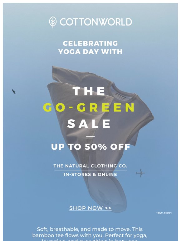 Flow into savings – It’s Yoga Day + Go-Green Sale! 🧘‍♀️