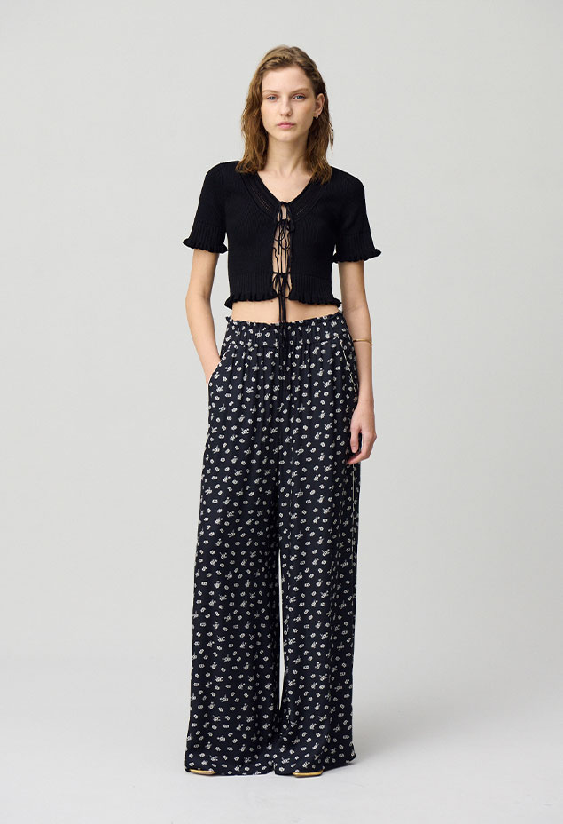 Pantalon large fluide imprimé