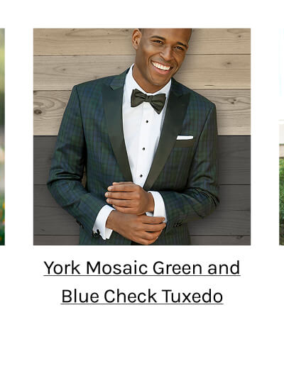 York Mosaic Green and Blue Check Tuxedo