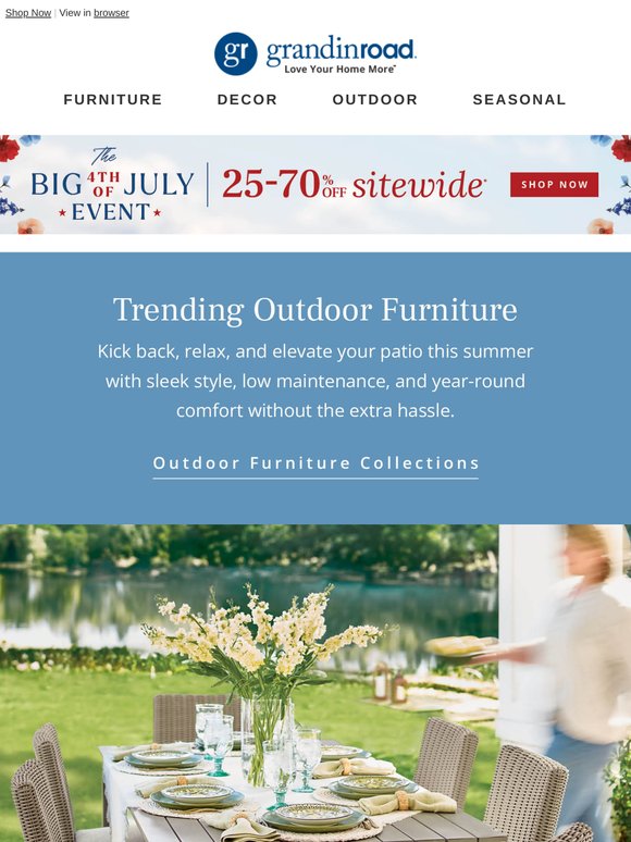 Fresh air, fresh looks. Shop outdoor trends you’ll love