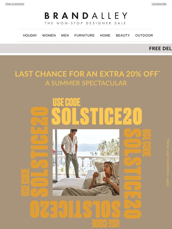 This is your last chance to grab an EXTRA 20% off* - don't miss out!