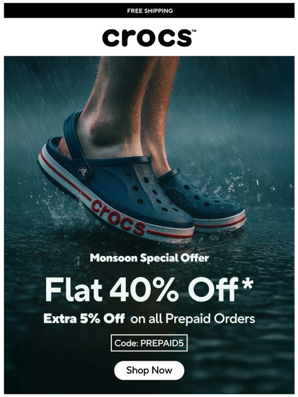Last Day to get Crocs at FLAT 40% OFF! Hurry Up!