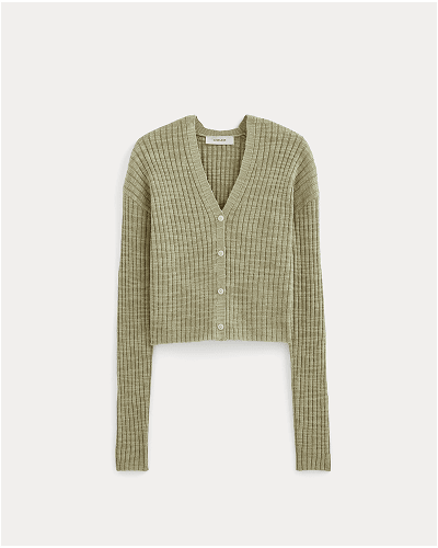 [Image]The Ribbed Cardigan in Cotton Linen | Eucalyptus