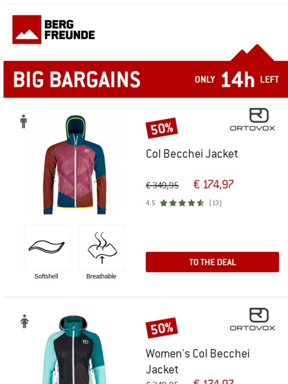 ⏰Today only: 50% discount on softshell jacket from Ortovox