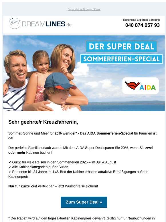 SOMMERFERIEN SPECIAL - 20% extra sparen!