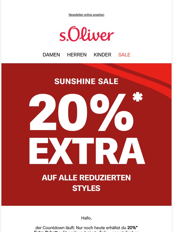20% extra – nur noch bis Mitternacht