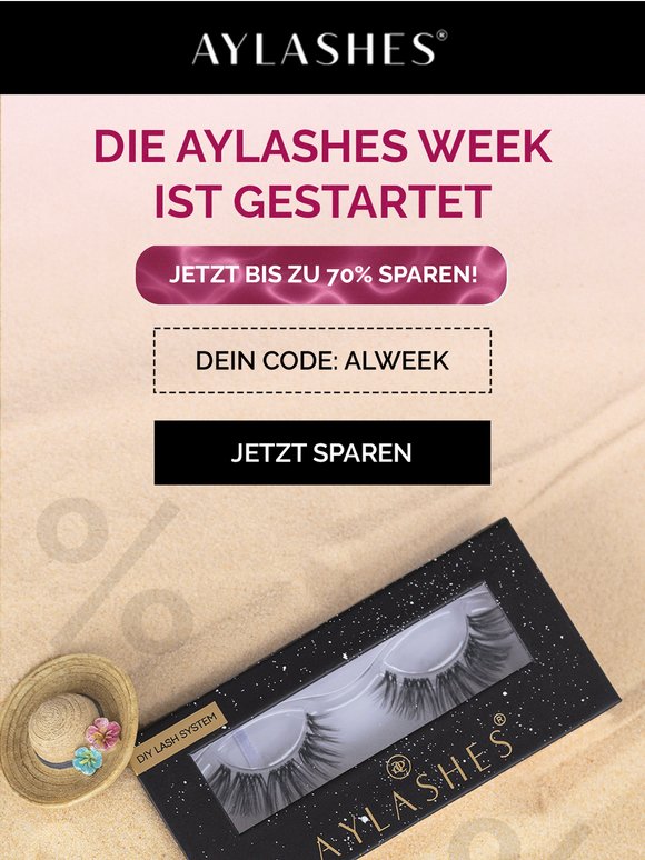 🚨AYLASHES WEEK ist gestartet – Schnapp Dir bis zu 70 % Rabatt!