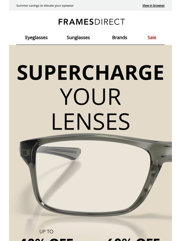 🤩 Protect Those Peepers: Up to 40% off frames + 60% off lenses & add-ons