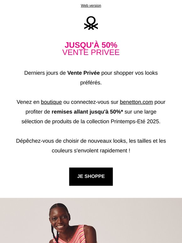 Vente privée jusqu'à 50% : dernier appel !