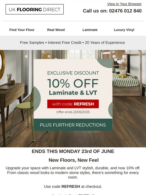 ⏳ Don’t Miss 10% Off Laminate & LVT