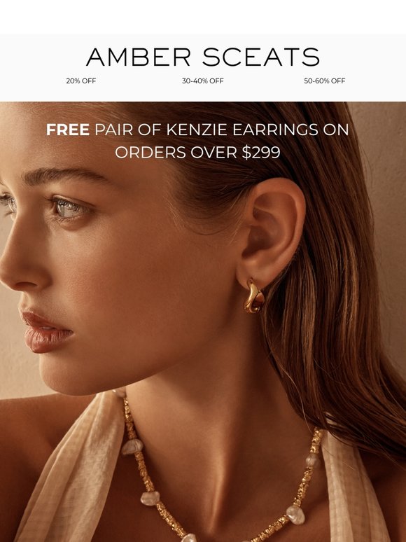Free pair of Kenzie Earrings on orders over $299