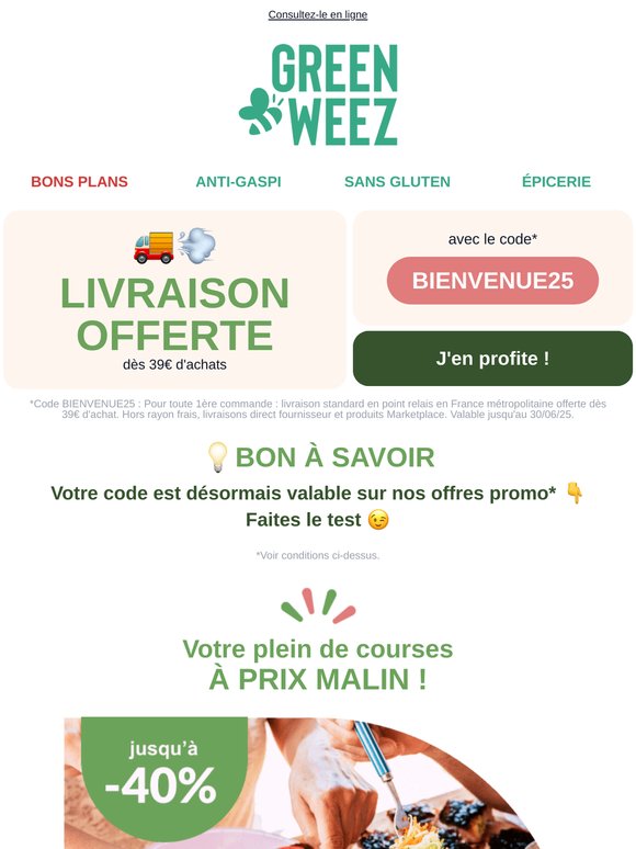 Jusqu’à -50% sur votre plein de courses bio