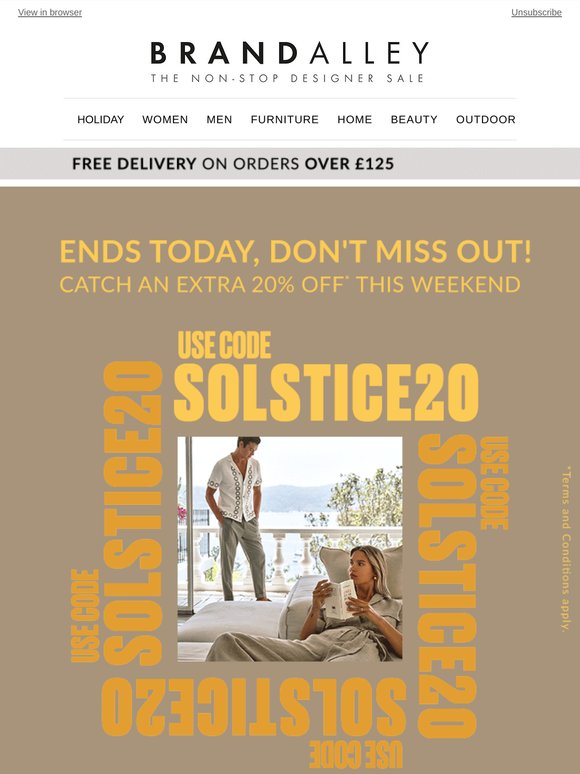 Use code: SOLSTICE20 for an EXTRA 20% off*