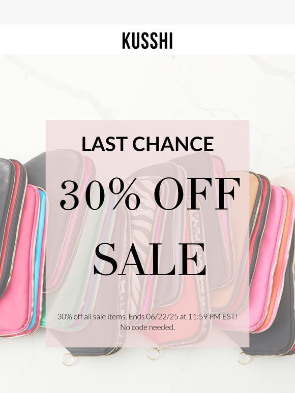Last chance! 30% off sale-on-sale ends tonight