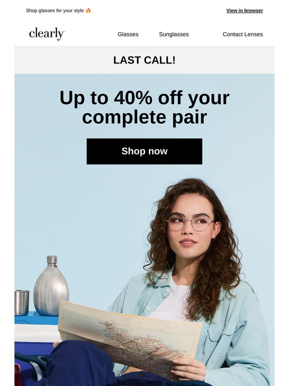 Up to 40% off frames + lenses