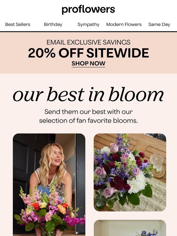 Summer Savings of 20% Off Hand Crafted Bouquets