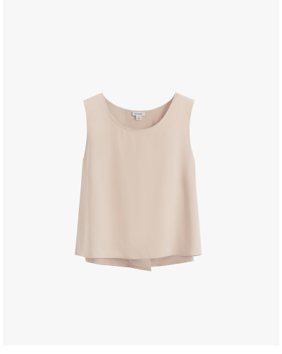 Washable Silk Cropped Overlay Shirt Sand