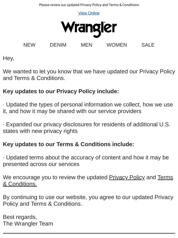 Updated Privacy Policy and Terms & Conditions