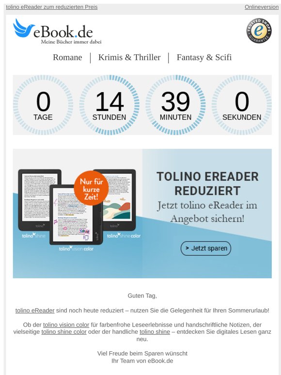 🎉 Guten Tag, letzter Tag: tolino eReader reduziert!