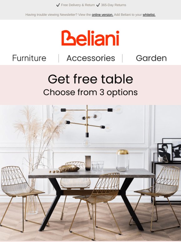 Free table: choose from 3 options 🎁