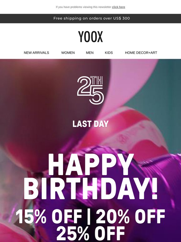 Last call > YOOX’s birthday promotion ends today