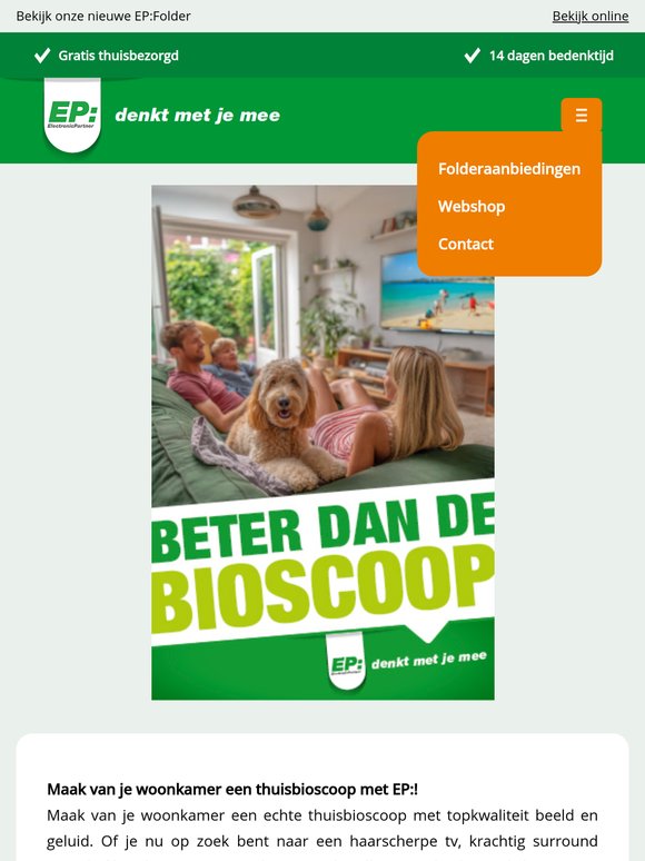 Maak van je woonkamer een thuisbioscoop met EP:!