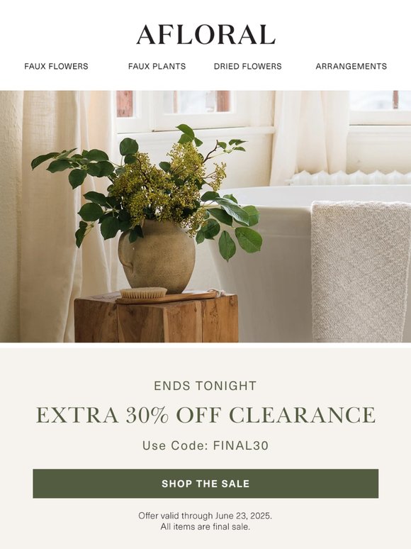 Clearance Sale Ends Tonight!