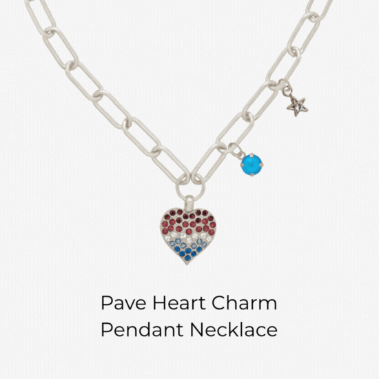 Pave Heart Charm Pendant Necklace