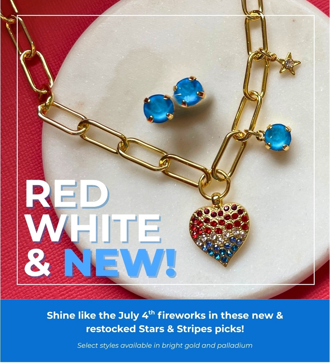 Red White & NEW! Shine like the July 4th fireworks in these new Stars & Stripes picks. Select styles available in bright gold and palladium