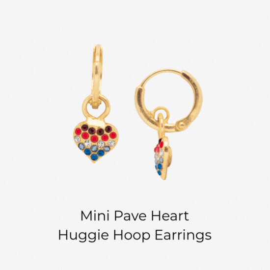 Mini Pave Heart Huggie Hoop Earrings