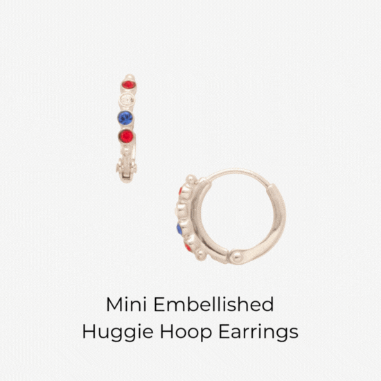 Mini Embellished Huggie Hoop Earrings