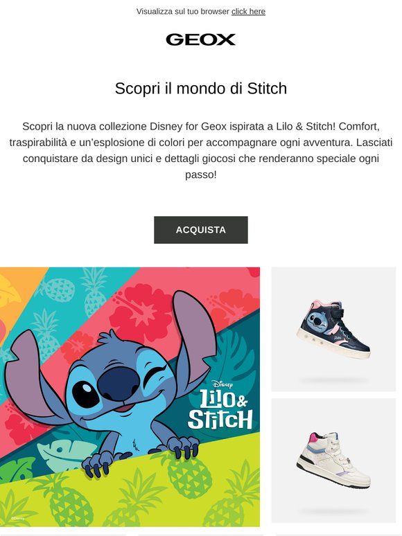Tutta la giocosità di Stitch arriva nella Nuova Collezione Disney for Geox!