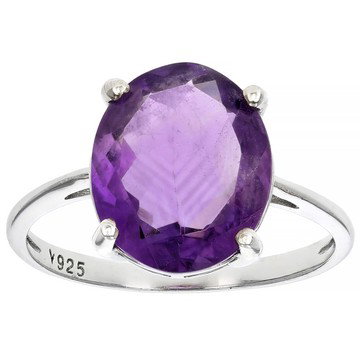 Purple Amethyst Rhodium Over Sterling Silver Ring 4.50ct
