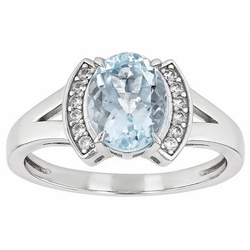 Aquamarine Rhodium Over Sterling Silver Ring 1.45ctw