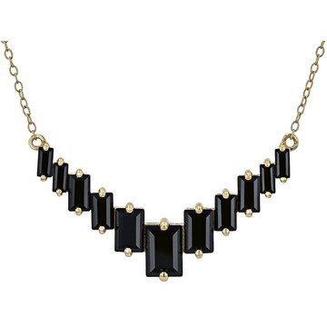 Black Spinel 18k Yellow Gold Over Sterling Silver Bar Necklace 3.50ctw