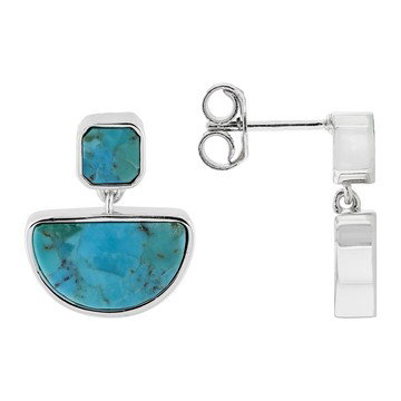 Blue Composite Kingman Turquoise Rhodium Over Sterling Silver Earrings