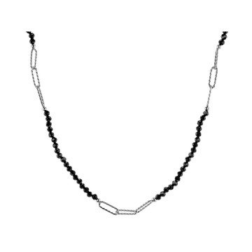 Black Spinel Rhodium Over Sterling Silver Endless Necklace