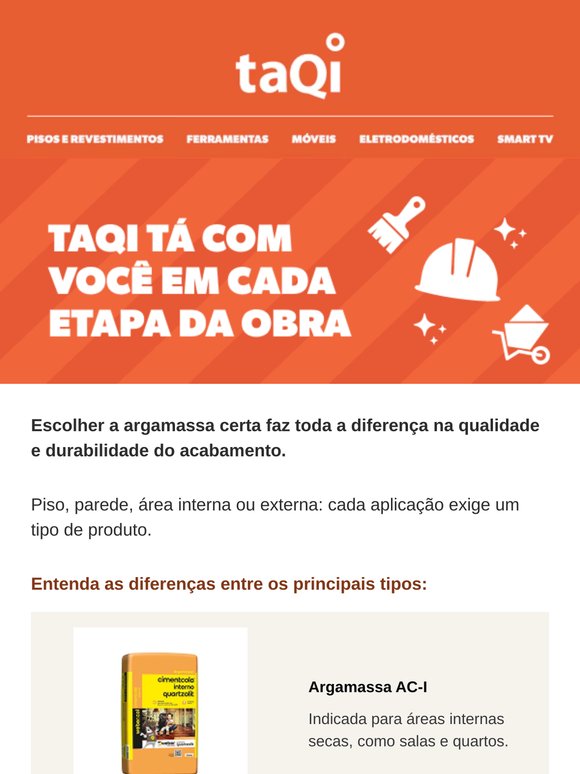 Qual argamassa escolher para sua obra? A taQi explica