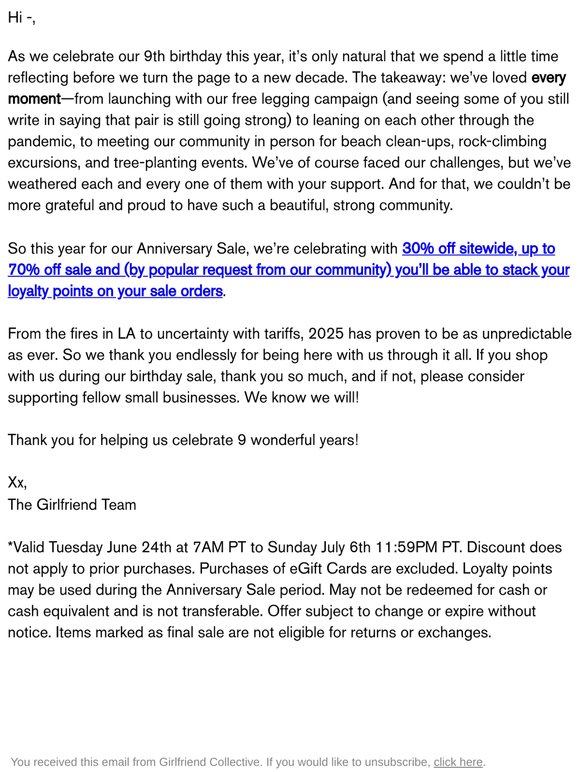 The Anniversary Sale is here (and a note from us)