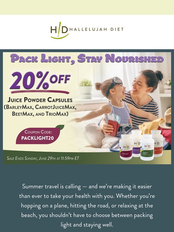 :✈️ Pack Light. Stay Nourished. 20% Off Capsules This Week!