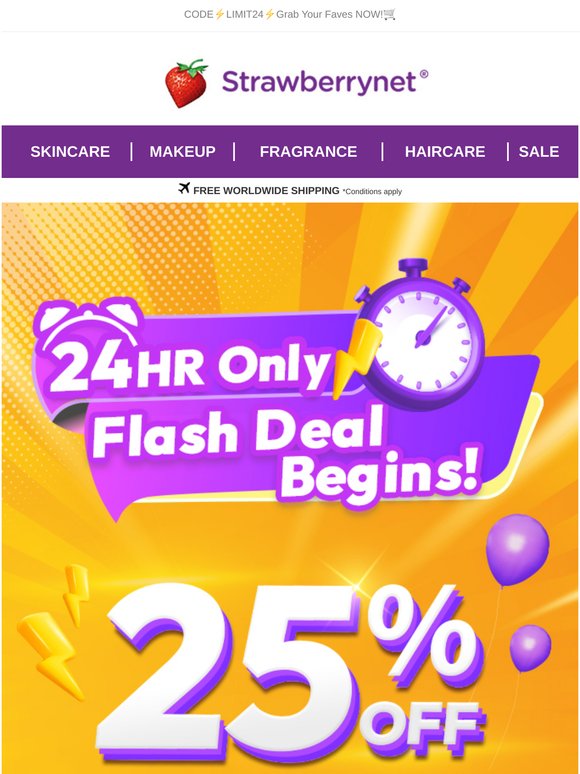 25% Off with NO Min. Spend!💥24-Hour ONLY🎊
