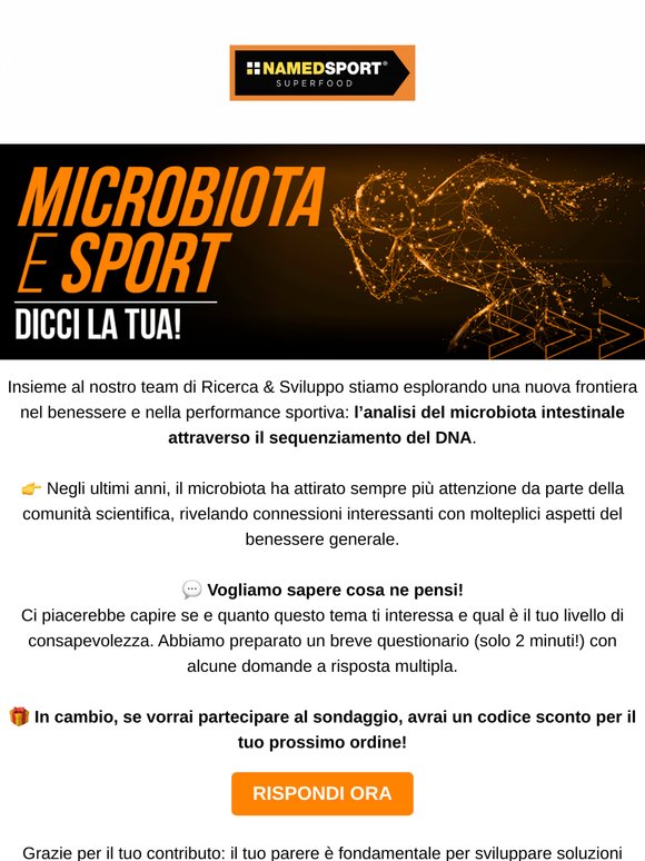 Microbiota e sport: la tua opinione è importante!