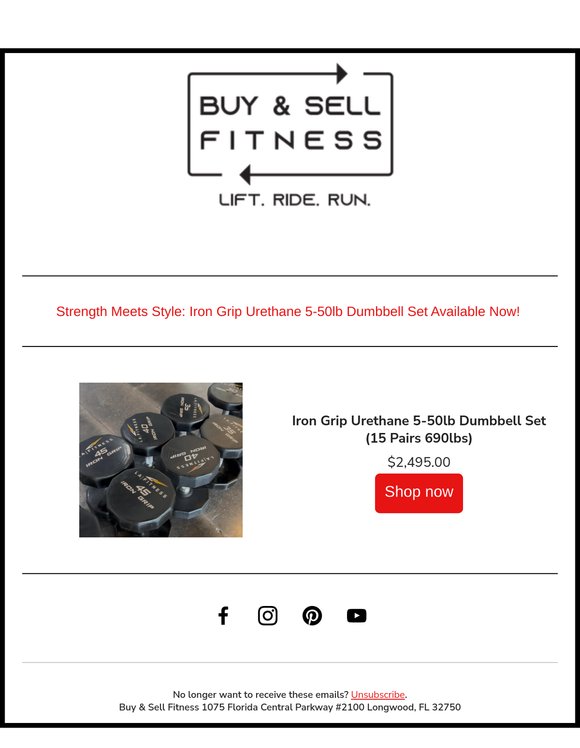Iron Grip Urethane 5-50lb Dumbbell Set (15 Pairs 690lbs)