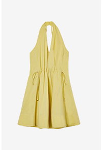 Cotton Ruched Waist Woven Mini Dress