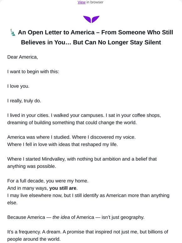 🗽 An Open Letter to America
