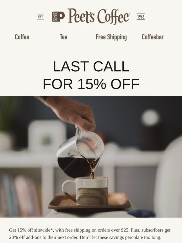 Today only—15% off sitewide