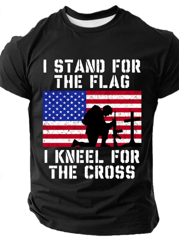 Image of Men's I Stand For The Flag And Kneel For The Cross Short Sleeve T-shirt